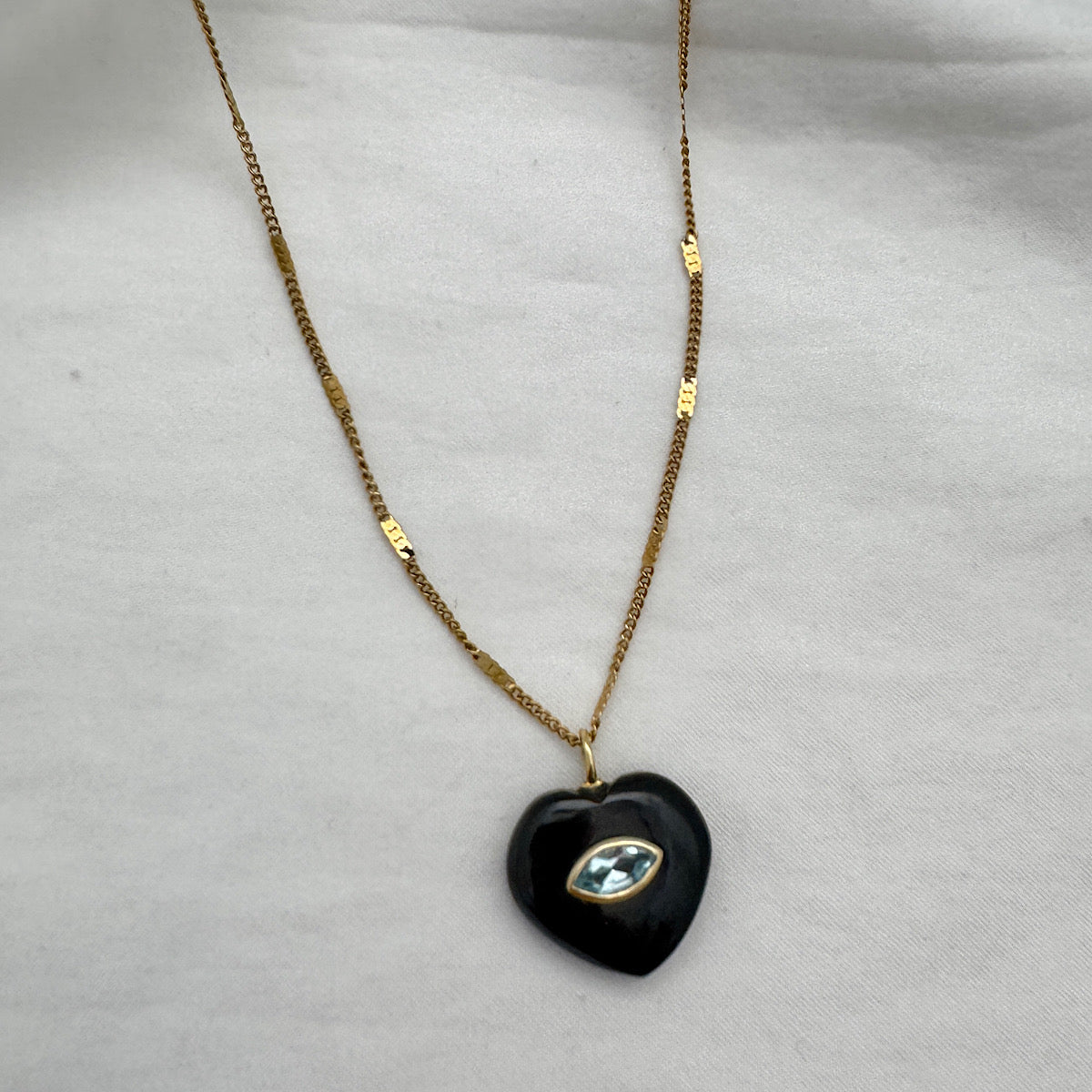 Obsidian Evil Eye Heart Necklace
