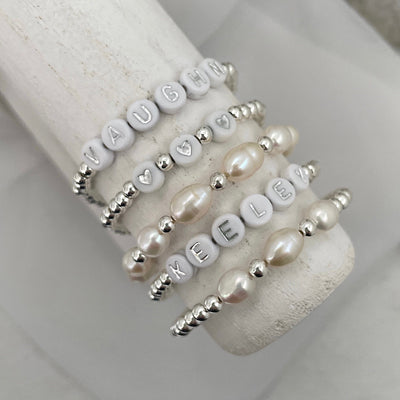 3 Baroque Pearl Bead Bracelet Sterling Silver