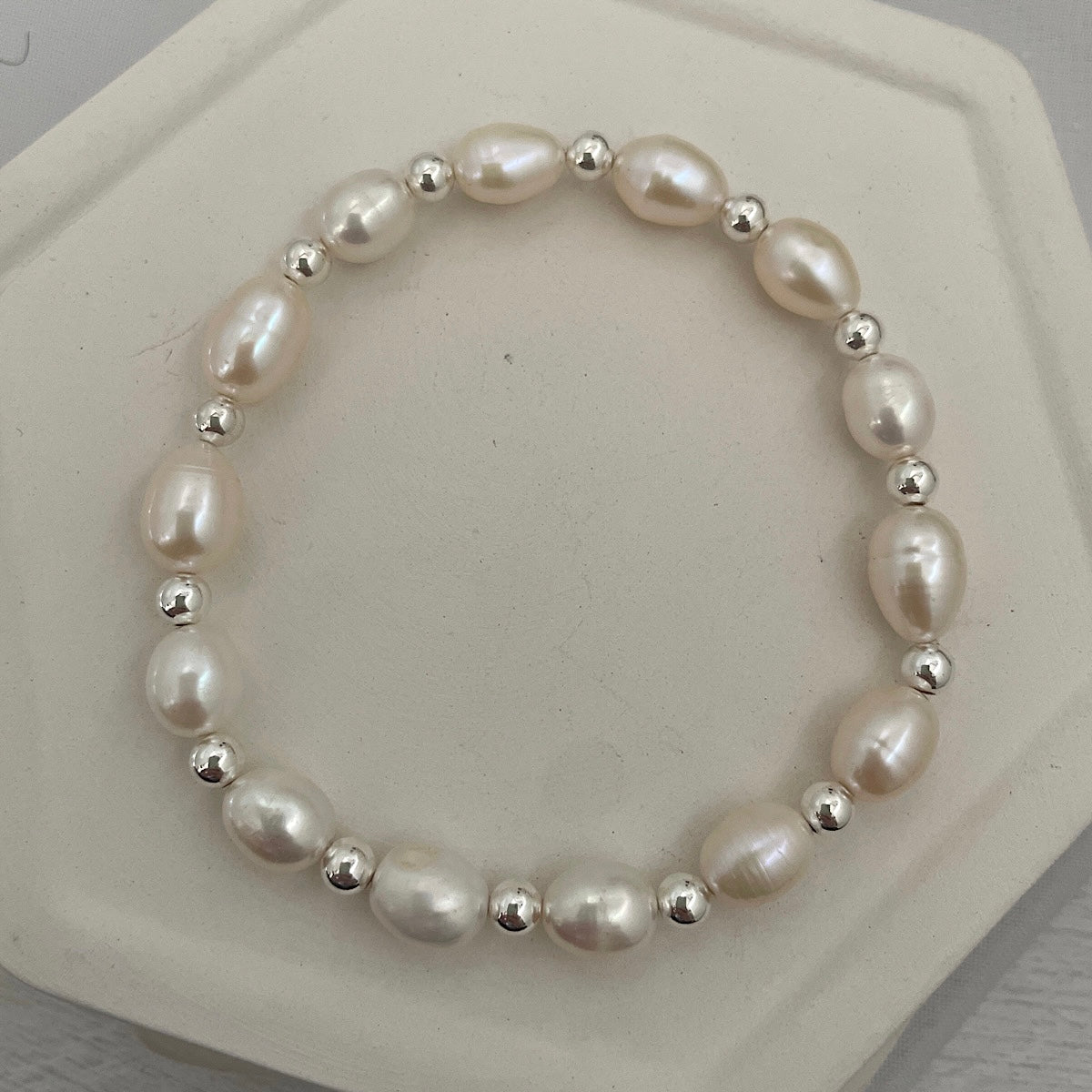 Baroque Pearl Bead Bracelet Sterling Silver