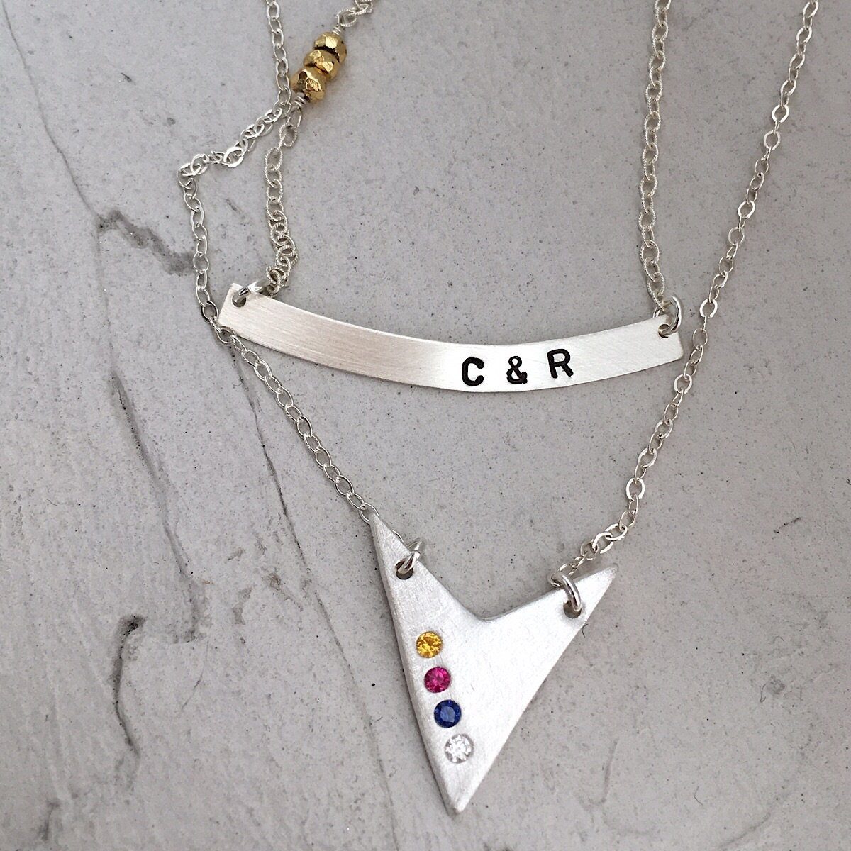 Curved Initial Bar Necklace - IsabelleGraceJewelry
