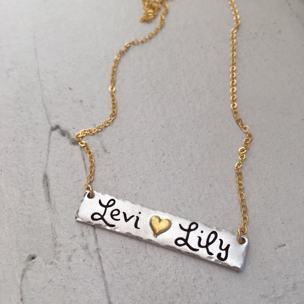 Double Name Bar Necklace - IsabelleGraceJewelry