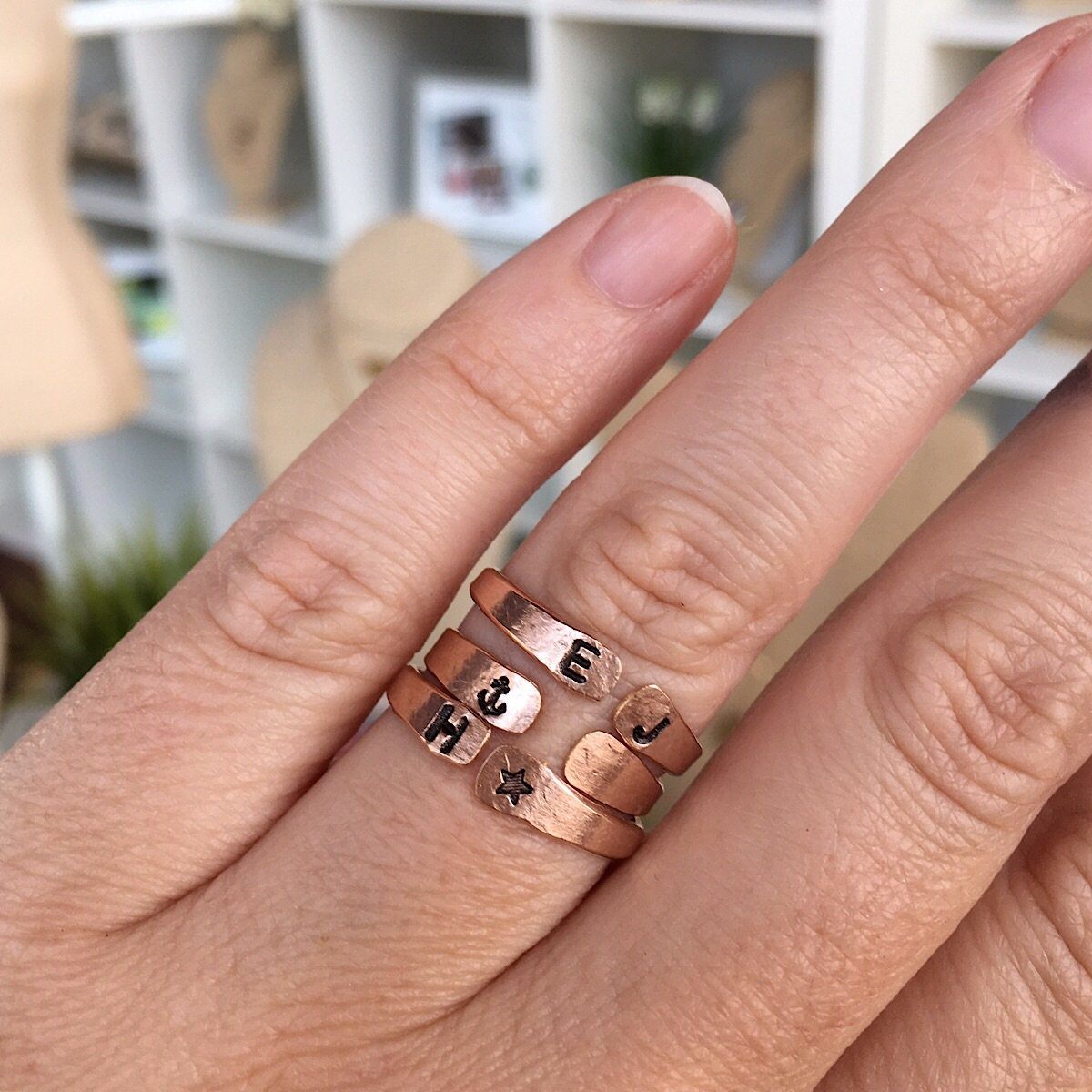 Personalized Open Cuff Ring Rose Gold  - IsabelleGraceJewelry