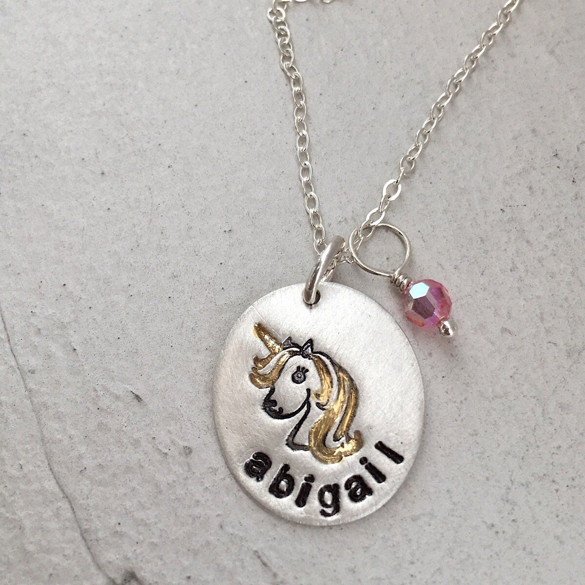 Unicorn Kisses Personalized Necklace - 14in / Pink | IsabelleGraceJewelry
