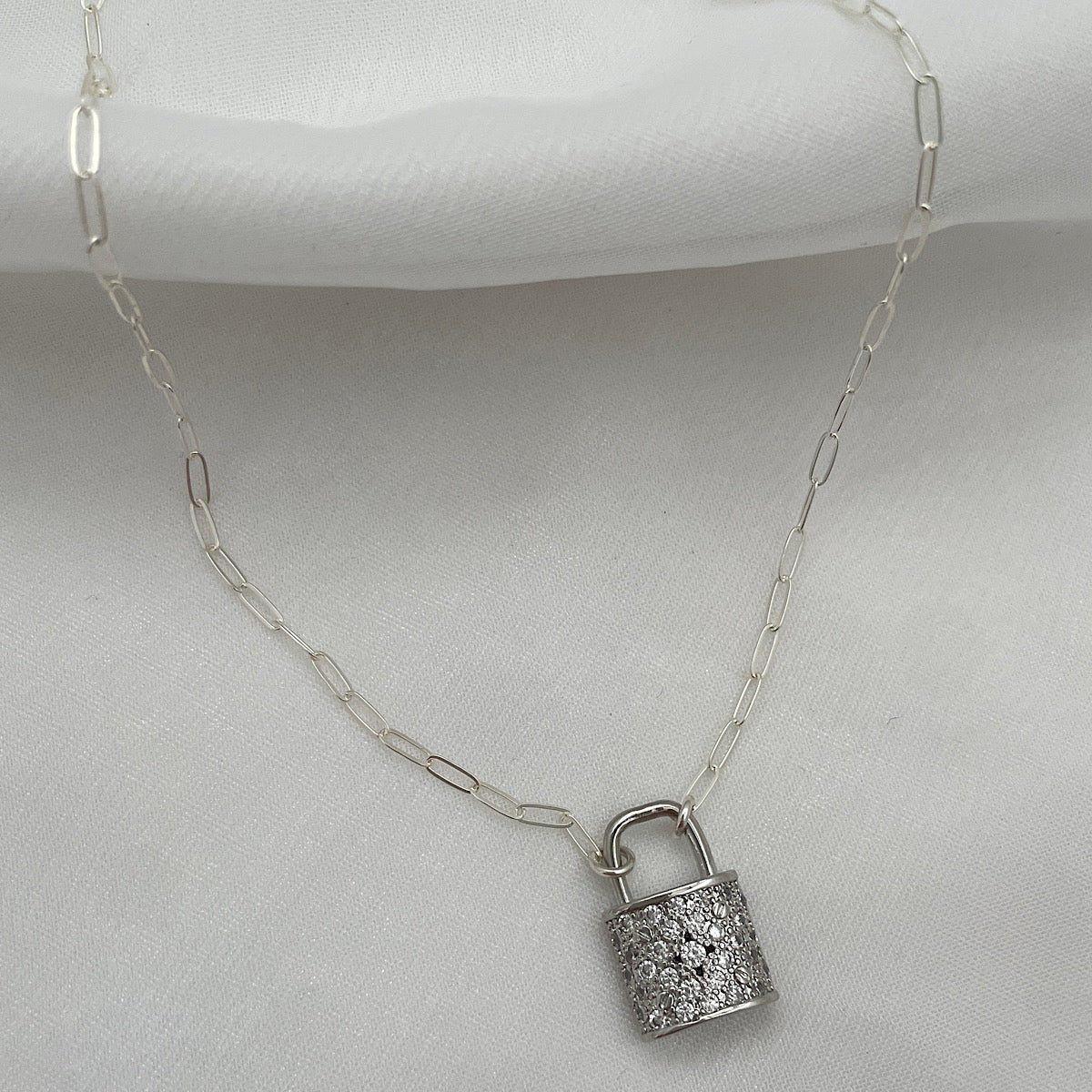 Radiant Lock Pave Necklace