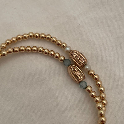 Tiniest Mother Mary Bead Bracelet Gold Fill