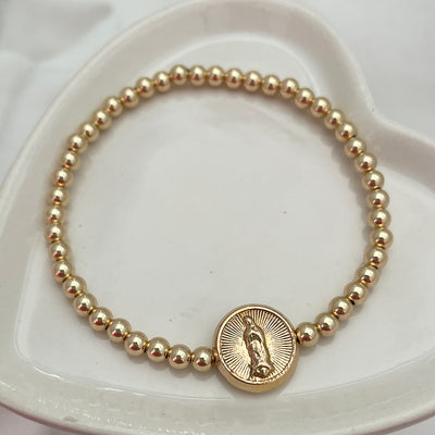 Mother Mary Classic Bead Bracelet Gold Fill