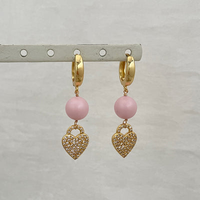 The Barbie Edit Pink Pearl and Heart Hoops