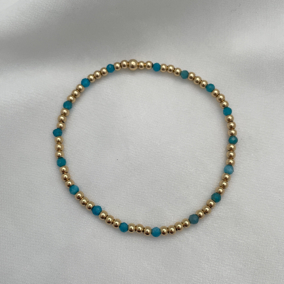 Gemstone 3mm Gold Filled Bead Bracelet