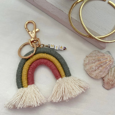 Boho Rainbow Macrame Keychain