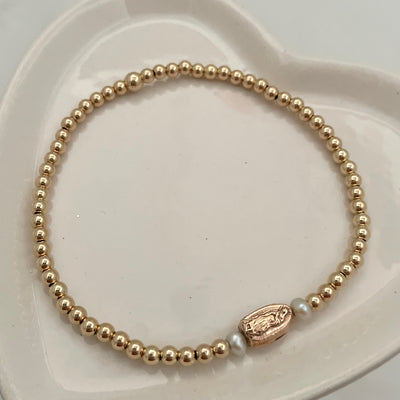 Tiniest Mother Mary Bead Bracelet Gold Fill