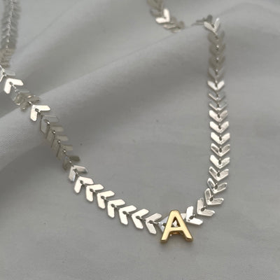 Laurel Mixed Metal Initial Necklace