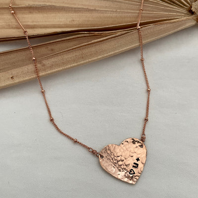 Hammered Personalized Heart Necklace