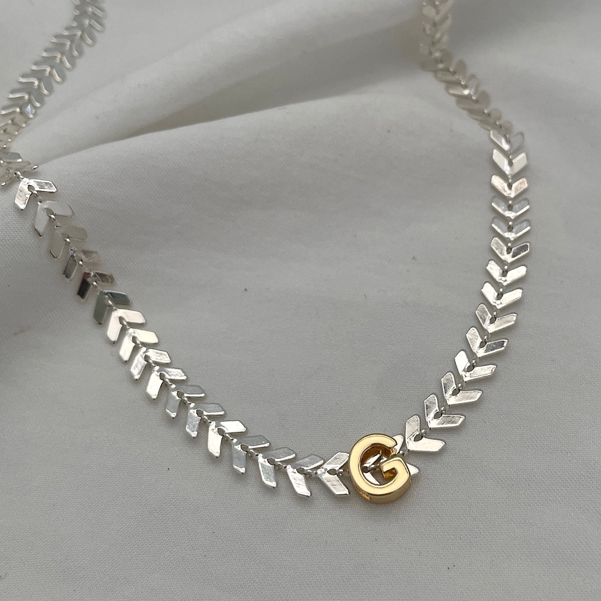 Laurel Mixed Metal Initial Necklace