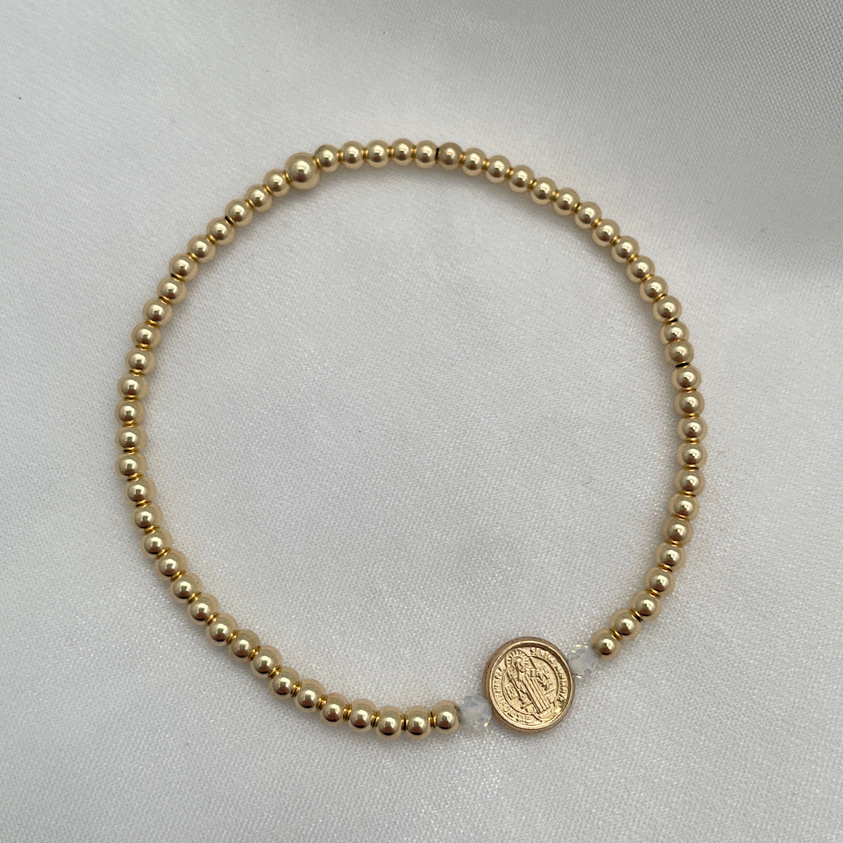 Dainty St Benedict Bead Bracelet Gold Fill
