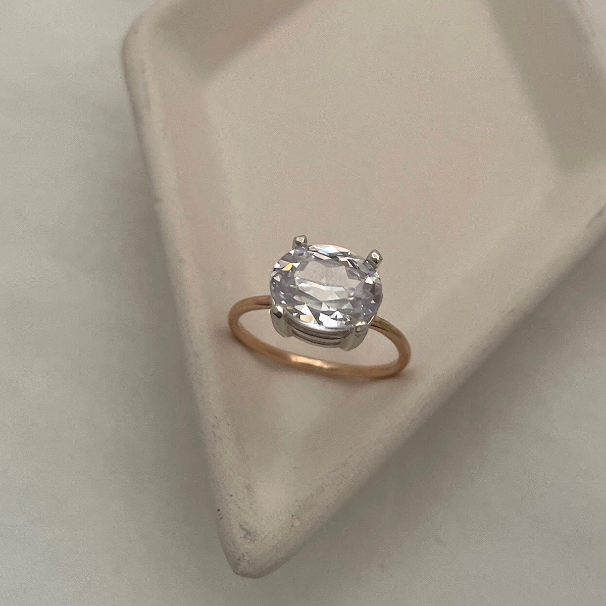 East West Oval Solitaire Ring