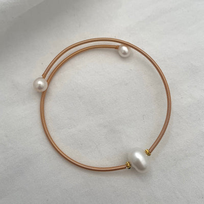 Single Pearl Bangle Bracelet