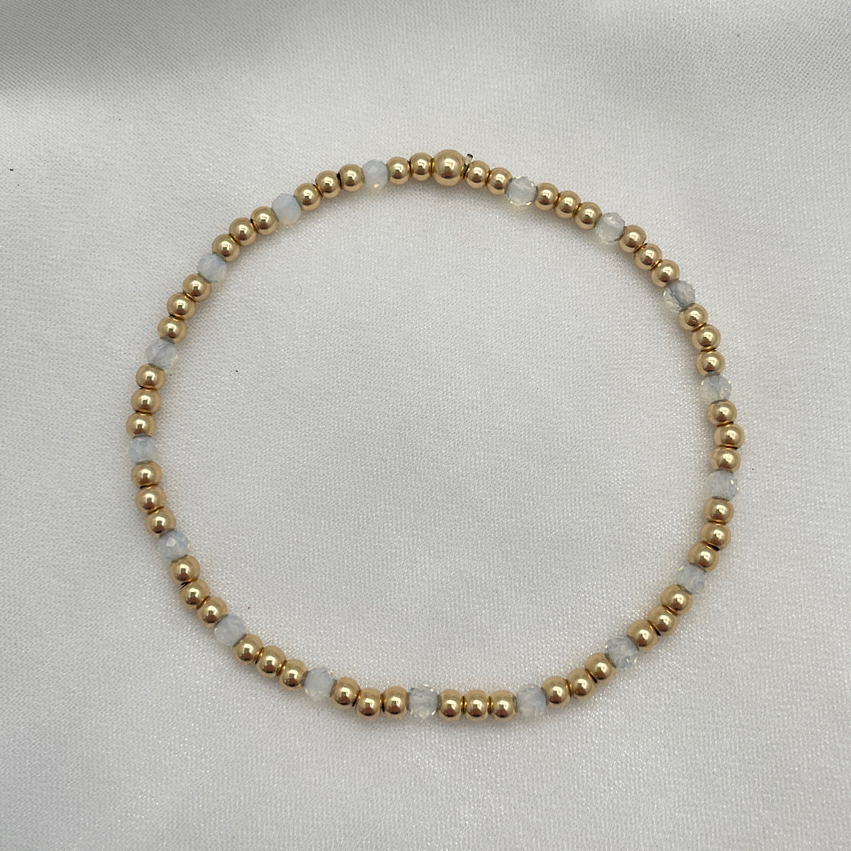 Gemstone 3mm Gold Filled Bead Bracelet