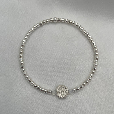 Dainty St Benedict Bead Bracelet Sterling Silver