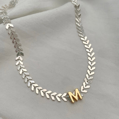 Laurel Mixed Metal Initial Necklace