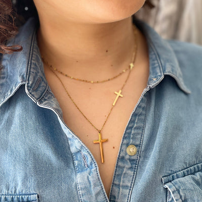 Layered Triple Cross Necklace