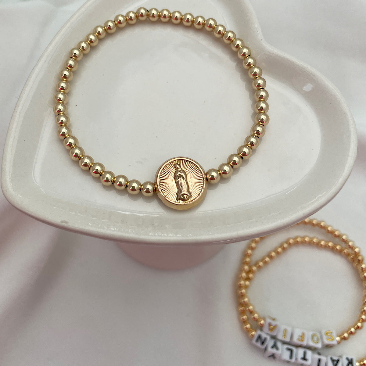 Mother Mary Classic Bead Bracelet Gold Fill