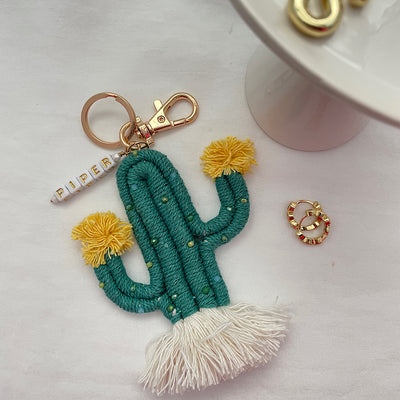 Cactus Macrame Keychain