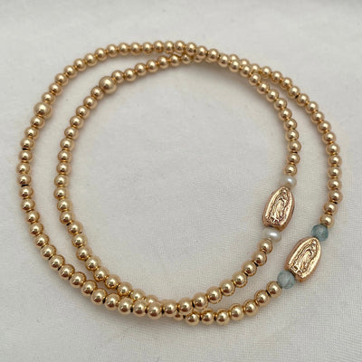 Tiniest Mother Mary Bead Bracelet Gold Fill