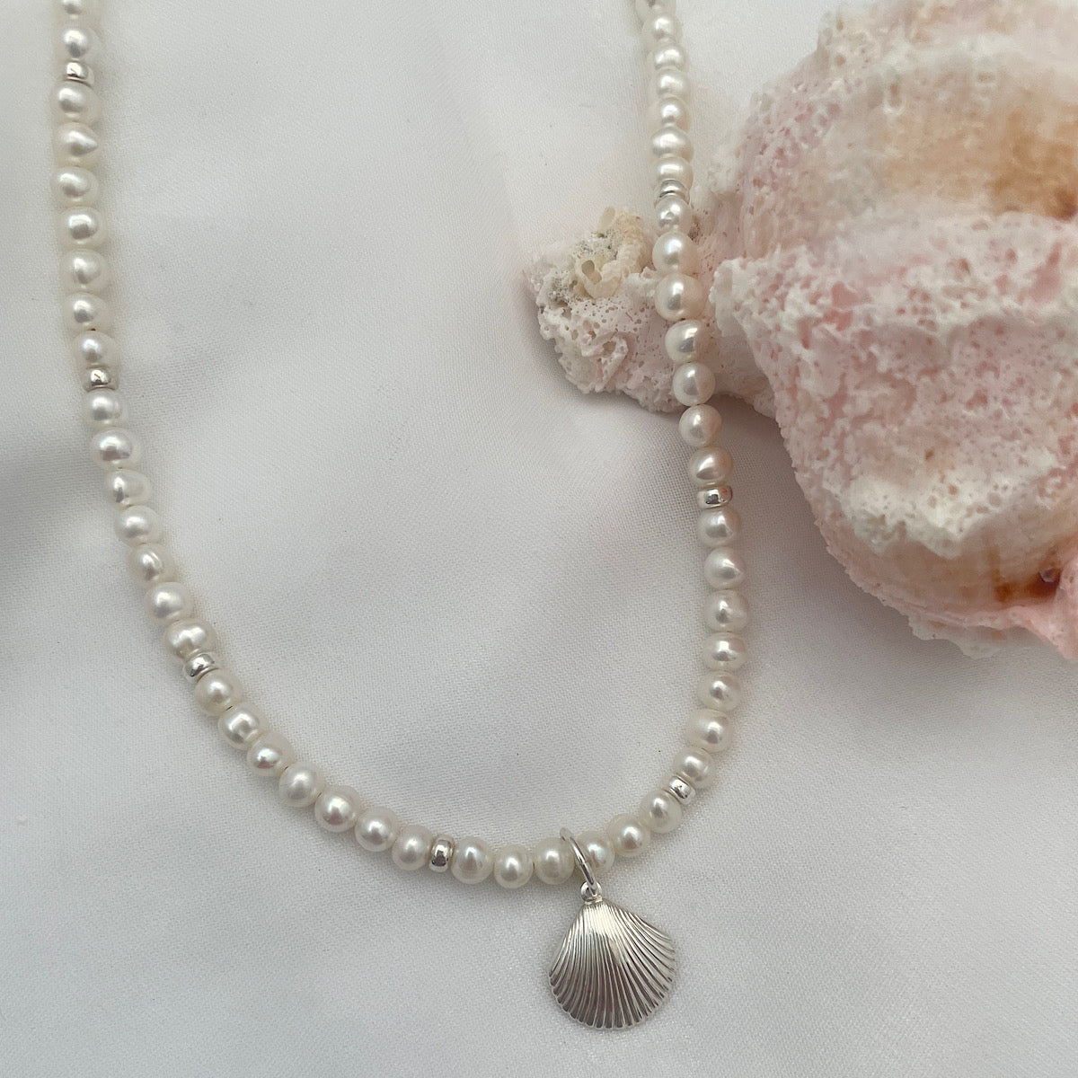 Pearl and Seashell Charm Choker