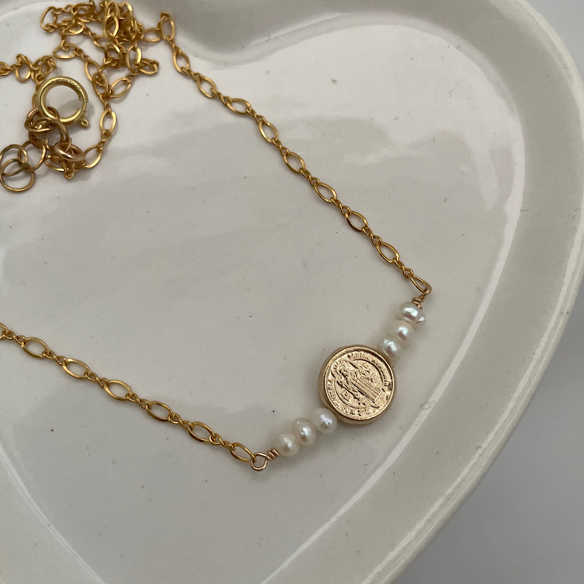 Dainty Benedictine Coin Necklace