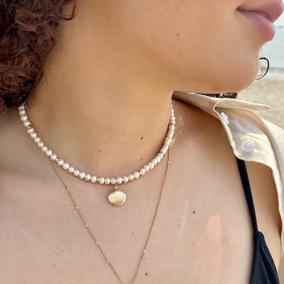 Pearl and Seashell Charm Choker