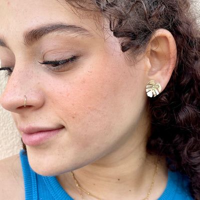 Palm Leaf Stud Earrings