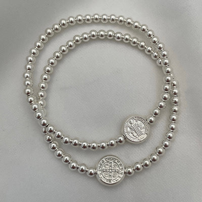 St Benedict Bead Bracelet Sterling Silver