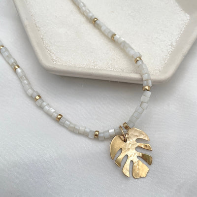 Palm Leaf Mother of Pearl Choker