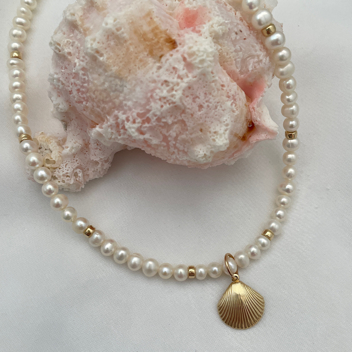 Pearl and Seashell Charm Choker