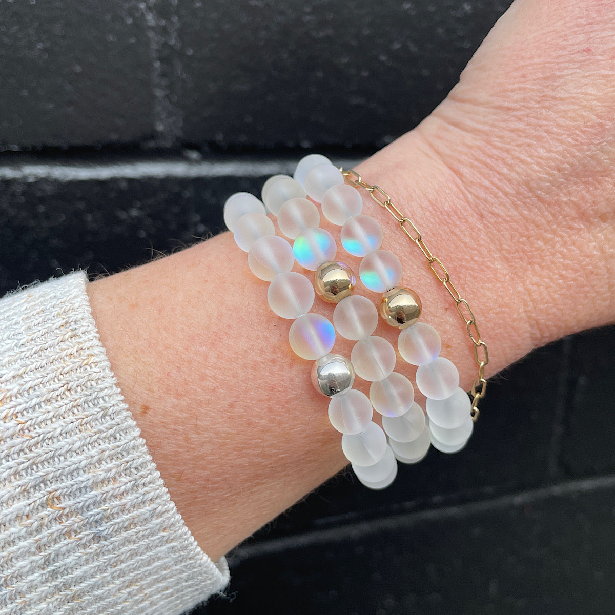 Shimmer Bead Bracelets, Mermaid Glass Beaded Bracelet
