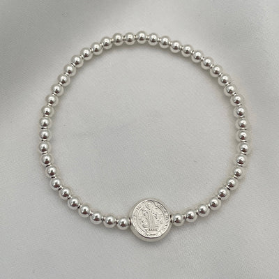 St Benedict Bead Bracelet Sterling Silver