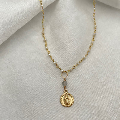 Tiniest Miraculous Medal Pearl Necklace