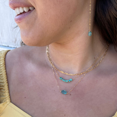 Blue Apatite Pebble Necklace