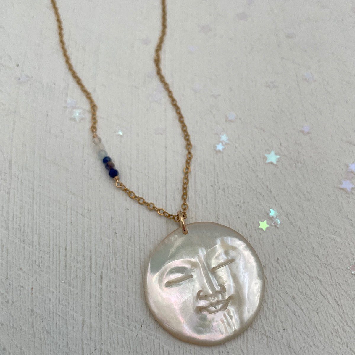 Boho Moon Face Necklace