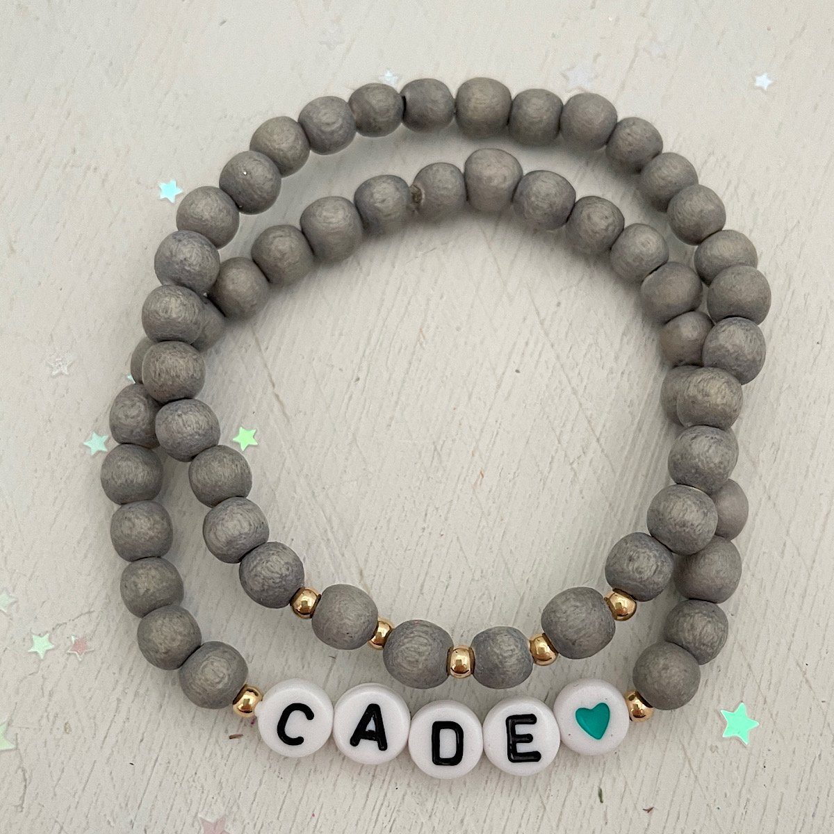 Boys Name Bracelet Wood Beads White/gold Name Letters Stretchy Bracelet  With Gold Spacers - Etsy