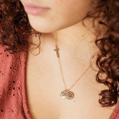 Cross and Initial Charm Necklace