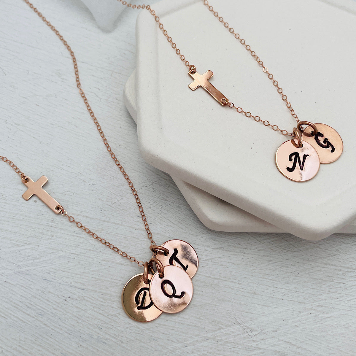 Cross and Initial Charm Necklace – IsabelleGraceJewelry