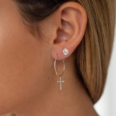 Cross Hoop Earrings - IsabelleGraceJewelry