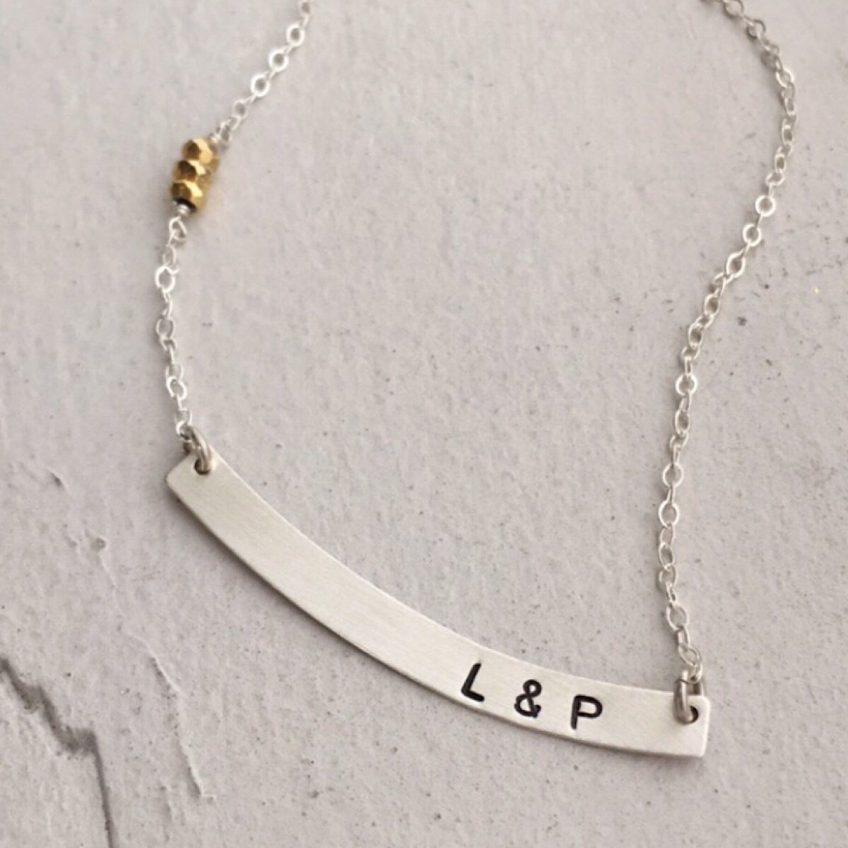 Curved Initial Bar Necklace - IsabelleGraceJewelry