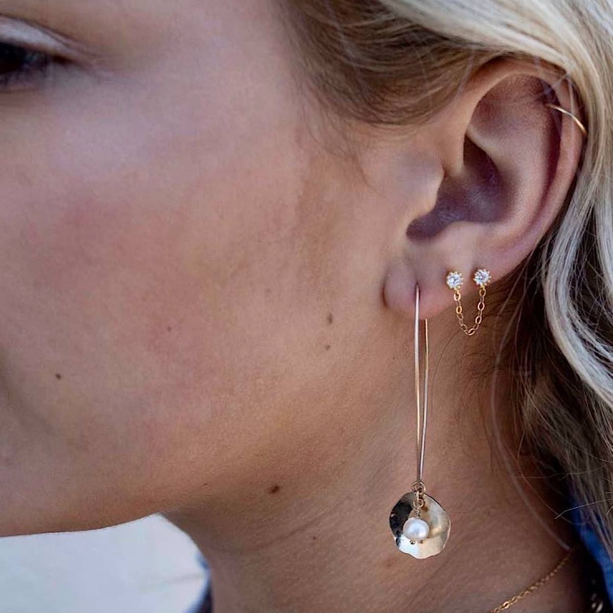 Draped Double CZ Earring