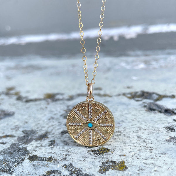 Evil Eye Lucky Charm Necklace 16 Silver IsabelleGraceJewelry