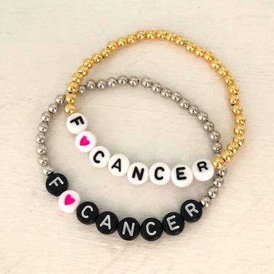 F Cancer Alphabet Bead Bracelet  - IsabelleGraceJewelry