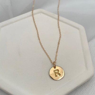 Gold Block Initial Necklace