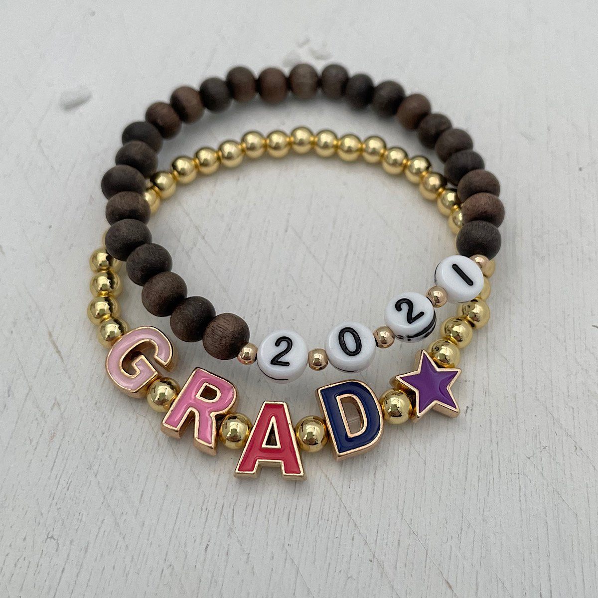 Grad Year Boho Bead Bracelet