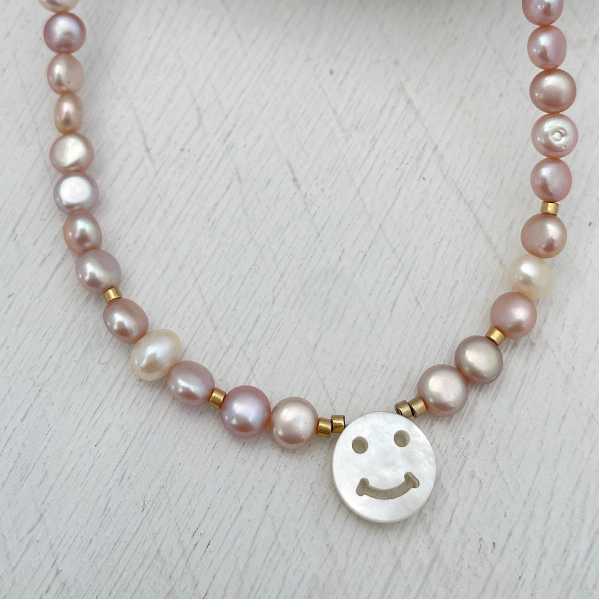 Smiley Face Pearl Choker Necklace